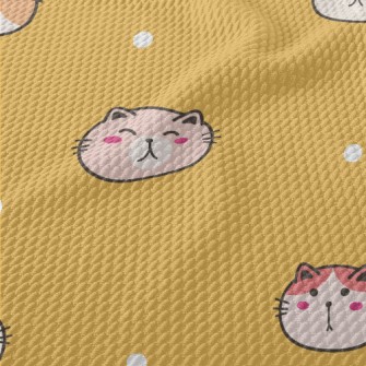 Cute Smiling Cat Birdseye Piqué