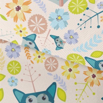 Puppy And Flowers Waterproof Oxford