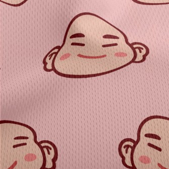 Cartoon Chinese Laughing Buddh Athletic Mesh Flat Back