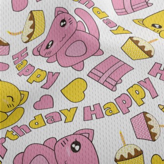 Happy Birthday Kitten Athletic Mesh Flat Back