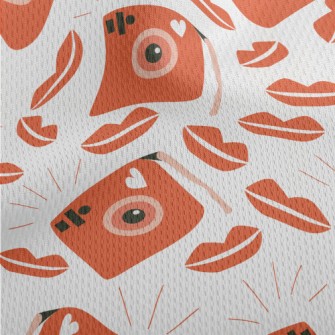 Retro Camera With Red Lips Athletic Mesh Flat Back