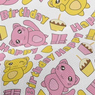 Happy Birthday Kitten Performance Linen
