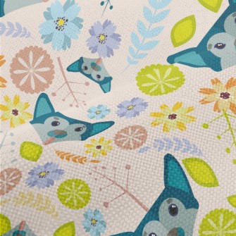 Puppy And Flowers Performance Linen