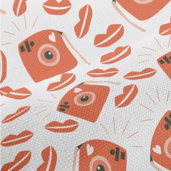 Retro Camera With Red Lips Performance Linen