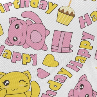 Happy Birthday Kitten Twill