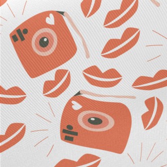 Retro Camera With Red Lips Twill
