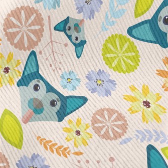 Puppy And Flowers Standard Corduroy