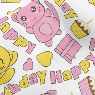 Happy Birthday Kitten Micro Fleece