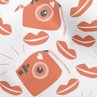 Retro Camera With Red Lips Micro Fleece