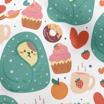 Cold-fearing Cats And Desserts Micro Fleece