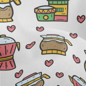 Cartoon Coffee Set Lightweight Performance Linen