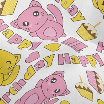 Happy Birthday Kitten Lightweight Performance Linen