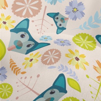 Puppy And Flowers Lightweight Performance Linen