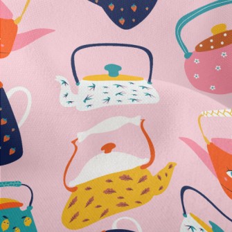Cute Pattern Teapot Lightweight Performance Linen