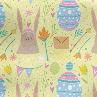 Playful Hand Drawn Easter Jersey Backed Fleece