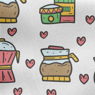 Cartoon Coffee Set Jersey Backed Fleece