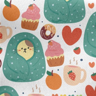 Cold-fearing Cats And Desserts Jersey Backed Fleece