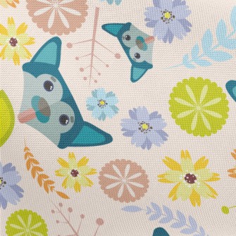 Puppy And Flowers Pongee