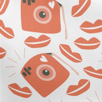 Retro Camera With Red Lips Pongee