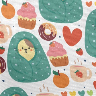 Cold-fearing Cats And Desserts Pongee