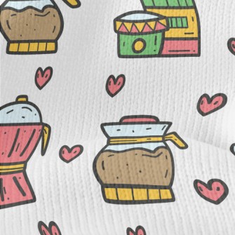 Cartoon Coffee Set Stretch Jersey