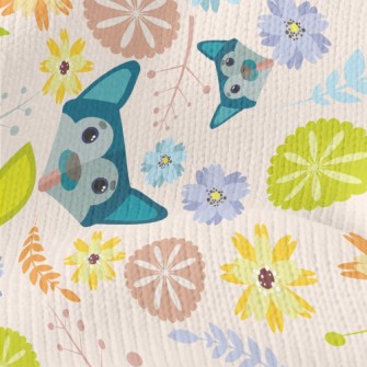 Puppy And Flowers Stretch Jersey