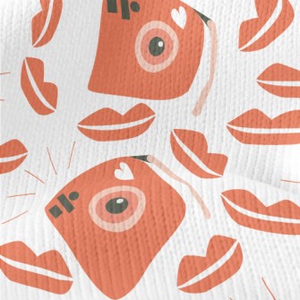 Retro Camera With Red Lips Stretch Jersey