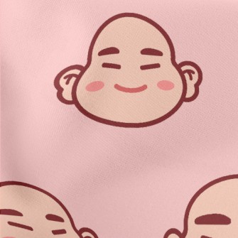Cartoon Chinese Laughing Buddh Lightweight Cotton Poplin