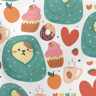 Cold-fearing Cats And Desserts Lightweight Cotton Poplin