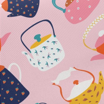 Cute Pattern Teapot Midweight Cotton Poplin