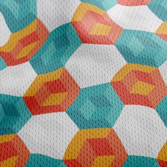 Abstract Hexagon Athletic Mesh Flat Back