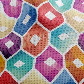 Gradient Pattern Flower Athletic Mesh Flat Back