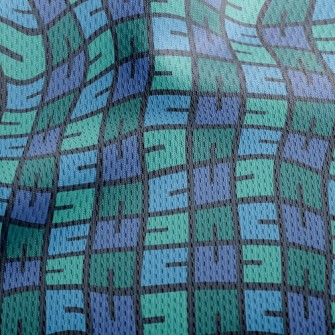 Blue And Green Puzzle Athletic Mesh Flat Back