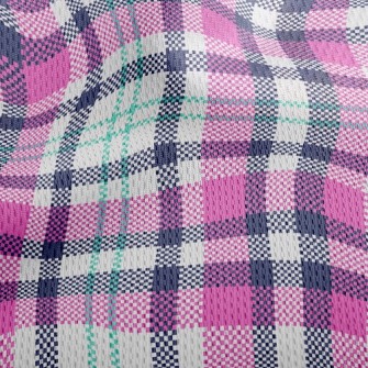 Pink Blue Scottish Pattern Athletic Mesh Flat Back