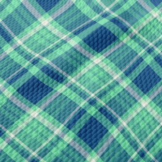 Blue And Green Plaid Birdseye Piqué
