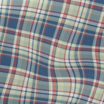 Red Grid On Blue Background Twill