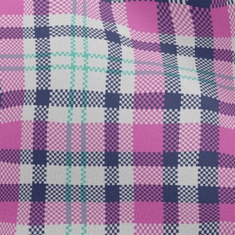 Pink Blue Scottish Pattern Chiffon