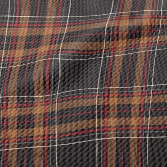 Coffee Red Line Large Plaid Pa Birdseye Piqué