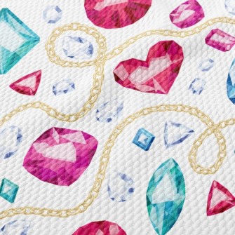 Gold Chain And Beautiful Gemst Birdseye Piqué