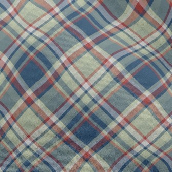 Red Grid On Blue Background Chiffon