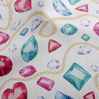 Gold Chain And Beautiful Gemst Athletic Mesh Flat Back