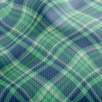 Blue And Green Plaid Athletic Mesh Flat Back