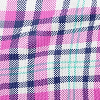 Pink Blue Scottish Pattern Birdseye Piqué