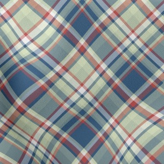 Red Grid On Blue Background Stretch Ponte