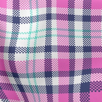 Pink Blue Scottish Pattern Stretch Ponte