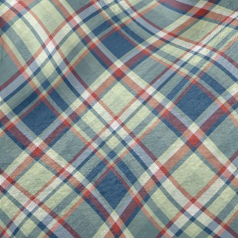 Red Grid On Blue Background Minky