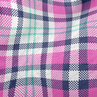 Pink Blue Scottish Pattern Minky