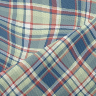 Red Grid On Blue Background Piqué