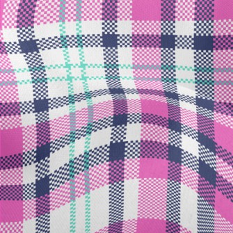 Pink Blue Scottish Pattern Lightweight Performance Linen