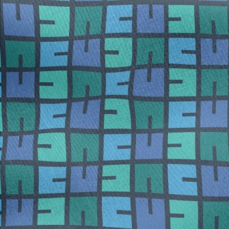 Blue And Green Puzzle Jersey Backed Fleece